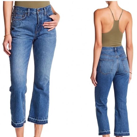 Free People High Rise Released Hem Crop Flare Jeans 25 - Picture 15 of 15